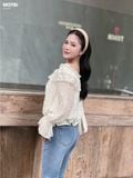 Áo bẹt vai chấm bi