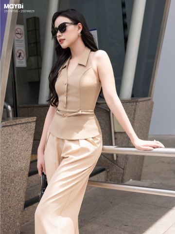 Áo gile ôm chéo nhung hàn cổ bẻ