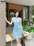 Đầm jean form A dáng mini