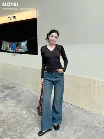 Áo cổ V thun tăm