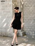 Set áo peplum cotton thái phối quần short ống rộng chiết ly trước