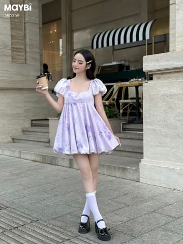 Đầm baby doll bí tay phồng