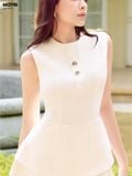 Set áo peplum cotton thái phối quần short ống rộng chiết ly trước