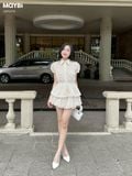 Set áo sơ mi kiểu chân váy bí dáng mini