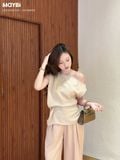 Áo lụa nhún eo