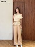 Áo lụa nhún eo