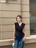 Áo peplum thun ướt đắp nhún kiểu