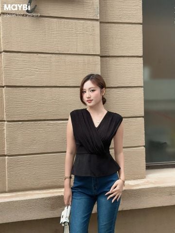 Áo peplum thun ướt đắp nhún kiểu
