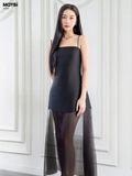 Đầm hai đây tafta phối tơ ánh dáng midi