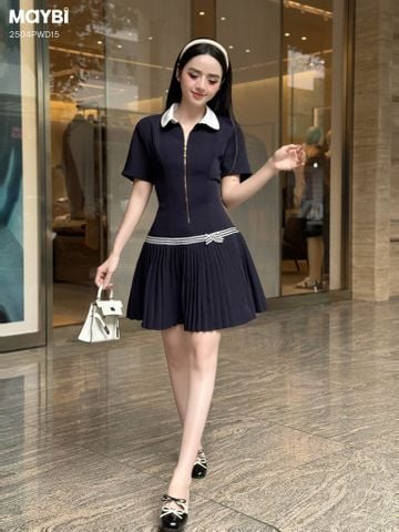 Đầm ôm tùng xòe xếp ly tay ngắn dáng mini