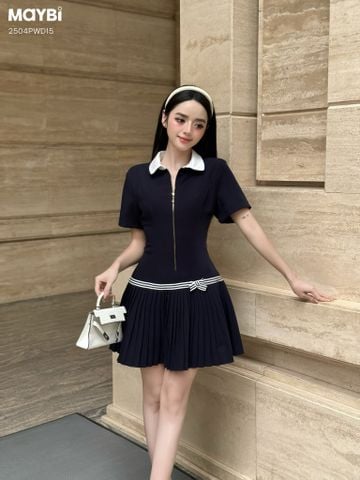 Đầm ôm tùng xòe xếp ly tay ngắn dáng mini