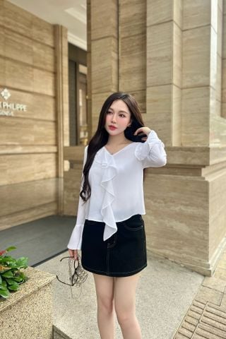 Chân váy chữ A jean đen dáng mini