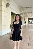 Đầm peplum xếp ly phối ren dáng mini