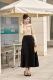 Chân váy xòe cotton hàn dáng midi