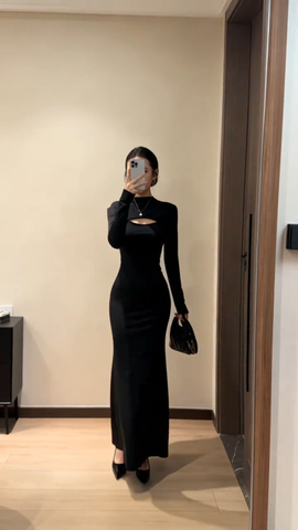 Đầm ôm body dài tay dáng midi