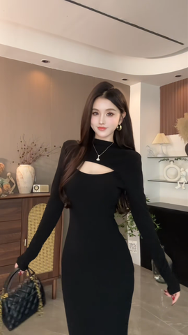 Đầm ôm midi dài tay