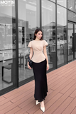 Áo peplum xếp ly eo tay bồng