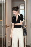 Áo polo ôm tay lửng phối kiểu