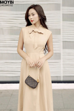 Đầm midi cotton lạnh thắt nơ cổ