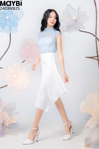 Chân váy xòe cotton lạnh xéo tà