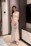 Đầm hai dây cổ đổ dáng midi