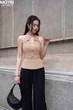 Quần culottes ống suông xếp ly