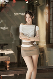 Set thun lệch vai chân váy A dáng mini