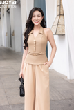 Áo gile ôm chéo nhung hàn cổ bẻ