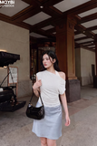 Chân váy lụa ngắn dáng A lưng thun