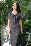 Đầm dài ôm voan hoa