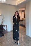 Đầm ôm dài tay gài nút