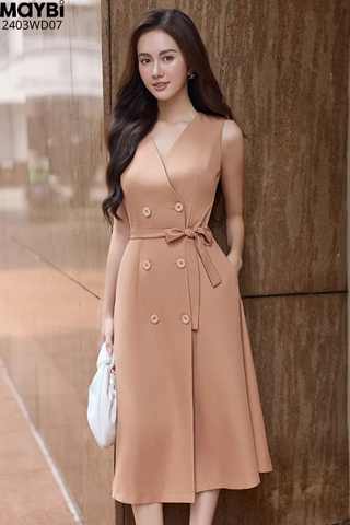Đầm midi cotton lạnh sát nách