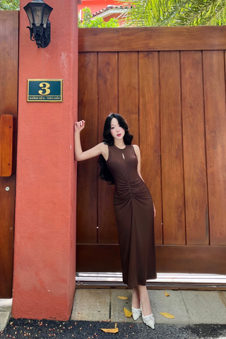 Đầm midi eo nhún kiểu