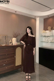 Đầm thun hai dây midi kèm áo