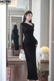 Đầm thun ôm dài tay dáng maxi