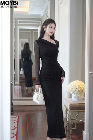 Đầm thun ôm dài tay dáng maxi