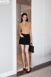 Áo kiểu ôm thun tăm cổ xoắn tay dài