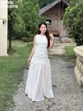 Đầm voan nhún kiểu sát nách dáng midi