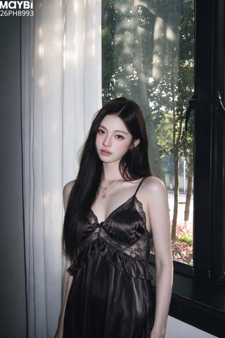 Váy ngủ lụa hai dây dáng dài xếp ly cúp ngực bèo nhún