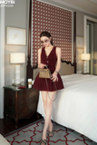 Đầm gile xòe đỏ dáng mini
