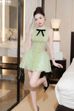 Đầm ren xòe sát nách dáng mini