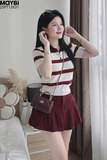 Set áo polo dệt kim chân váy kaki