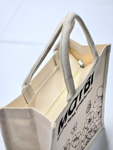 Túi tote vải màu kem