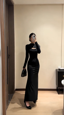 Đầm ôm body dài tay dáng midi