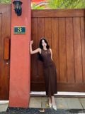 Đầm midi eo nhún kiểu