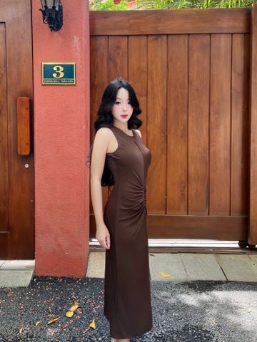 Đầm midi eo nhún kiểu