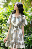 Đầm xòe nhún eo voan tay nhún xòe