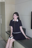 Đầm ôm tùng xòe xếp ly tay ngắn dáng mini