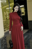 Đầm thun xòe dài tay dáng midi