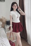 Set áo thun ôm chân váy xòe mini